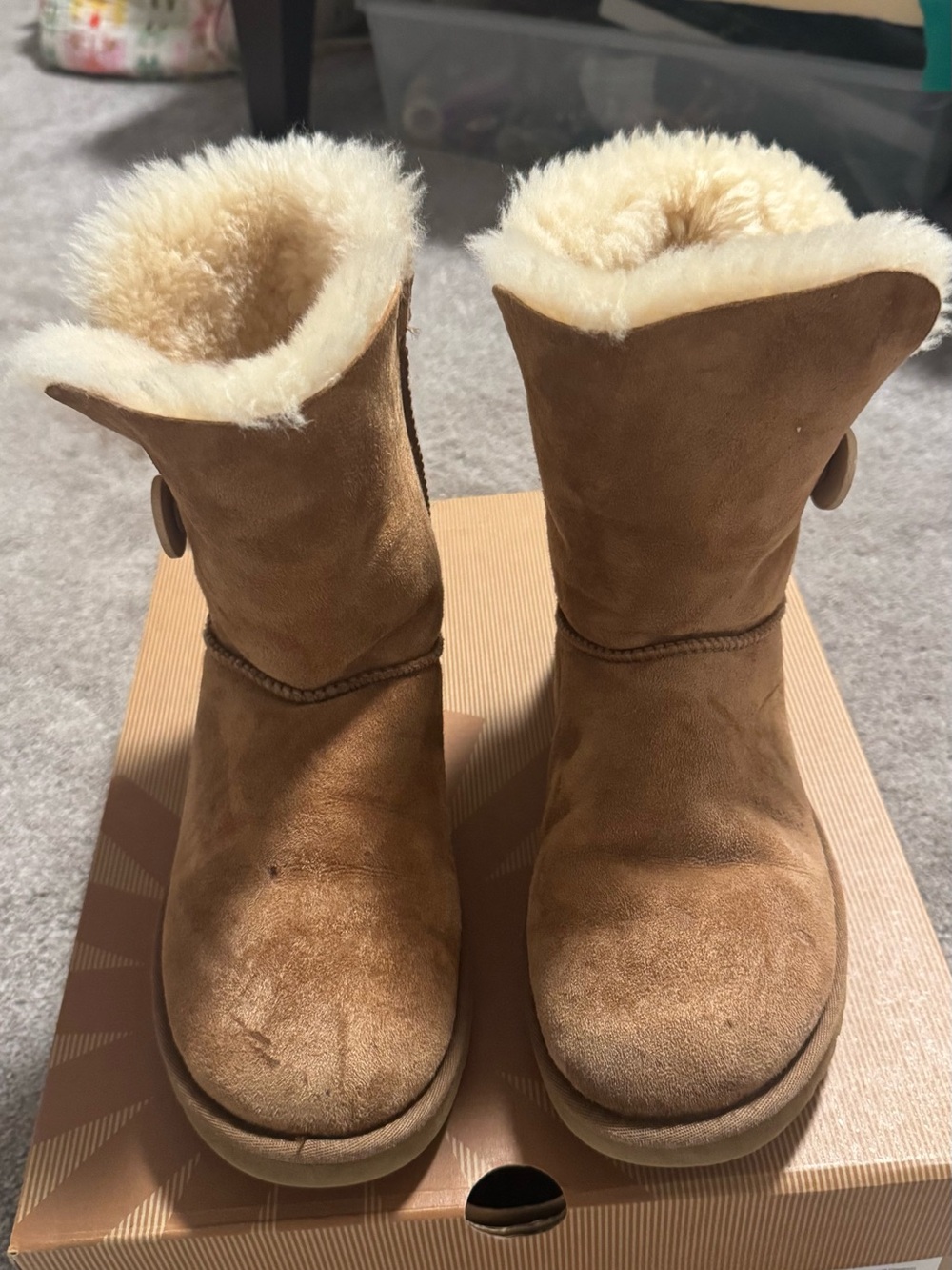 UGG Chestnut Suede Shearling-Lined Short Boots